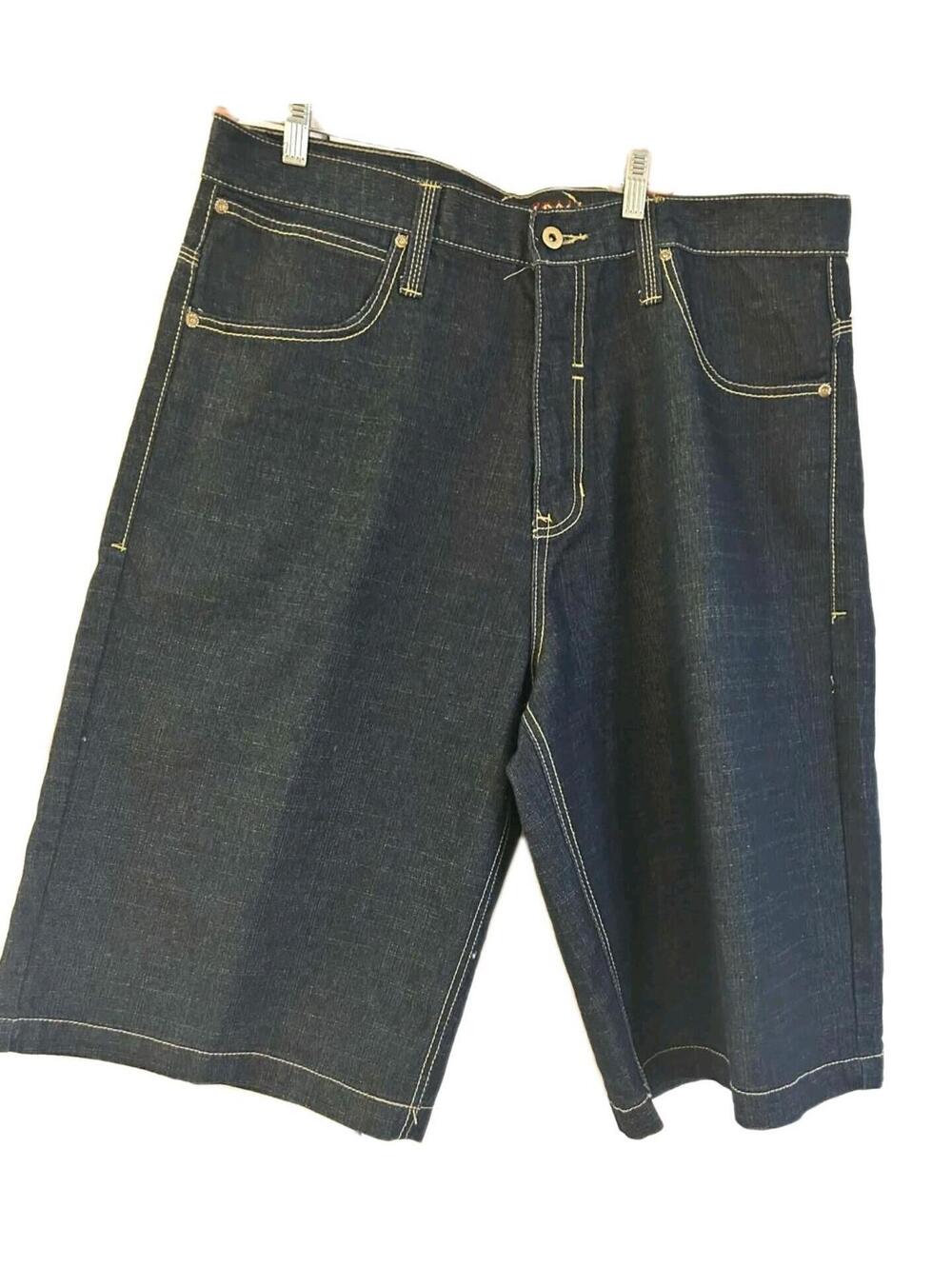 South Pole Men’s Denim Shorts Heavy Metal Studs Baggie Y2K Wide Leg Size W38